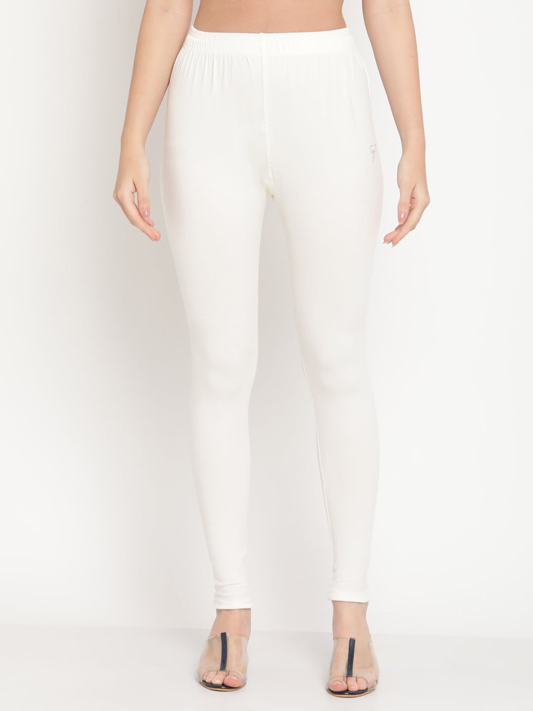 TAG 7 Women Off White Solid Comfort Fit Ankle Length Leggings Price in India
