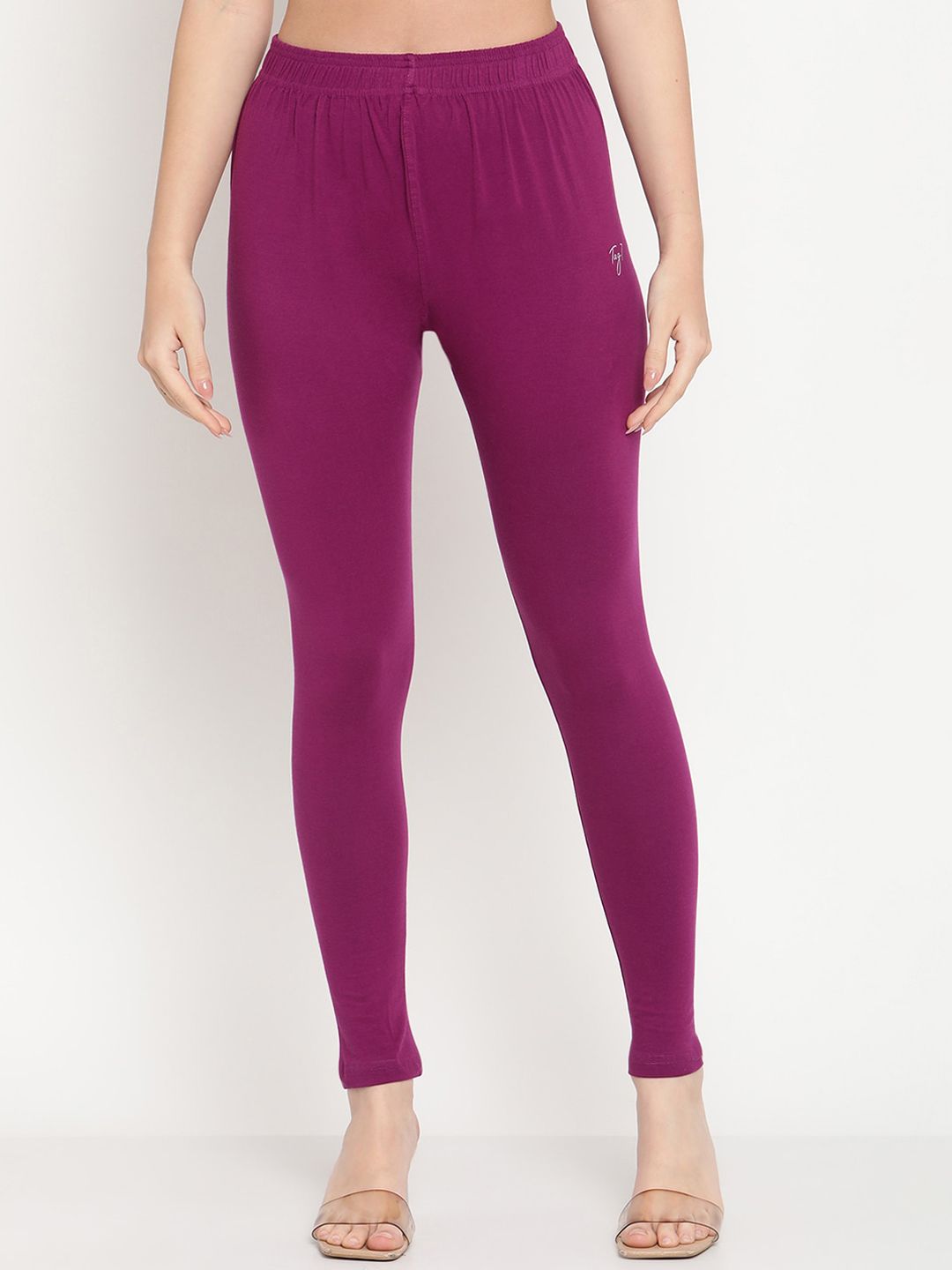 TAG 7 Women Purple Solid Comfort Fit Ankle Length Leggings Price in India