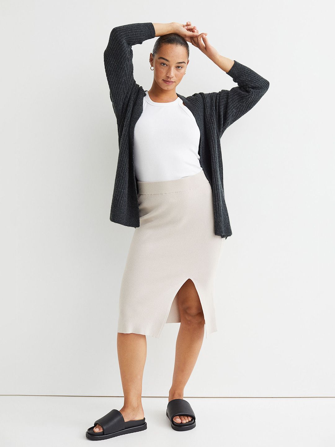 H&M Black Rib-Knit Cardigan Price in India