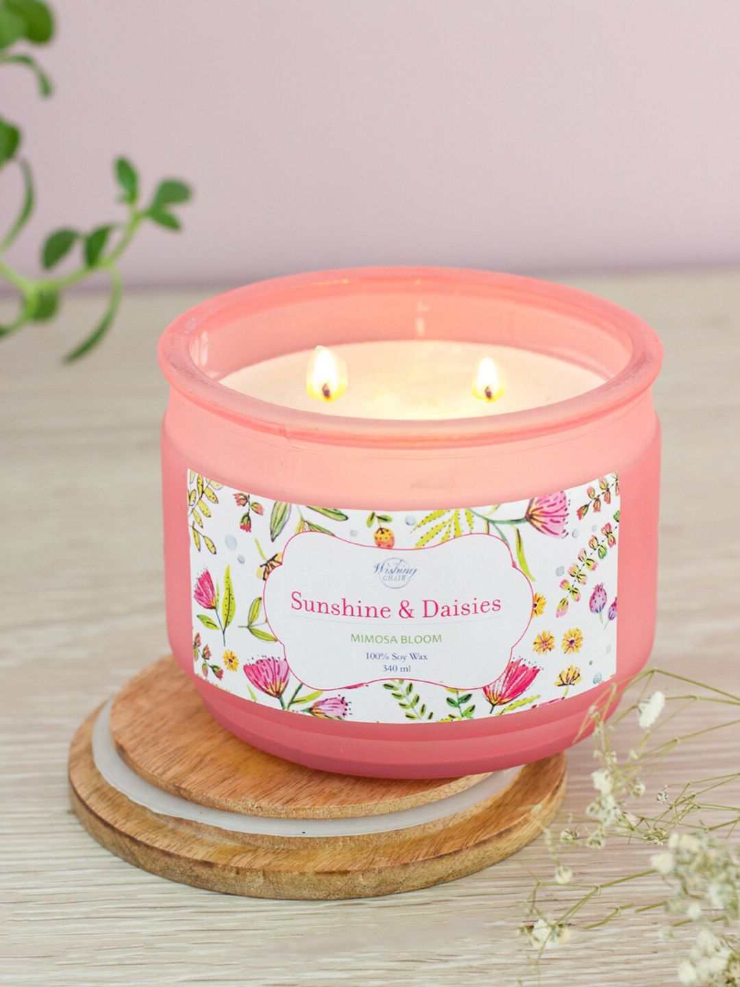 The Wishing Chair Pink Solid Sunshine & Daisies Jar Candles Price in India