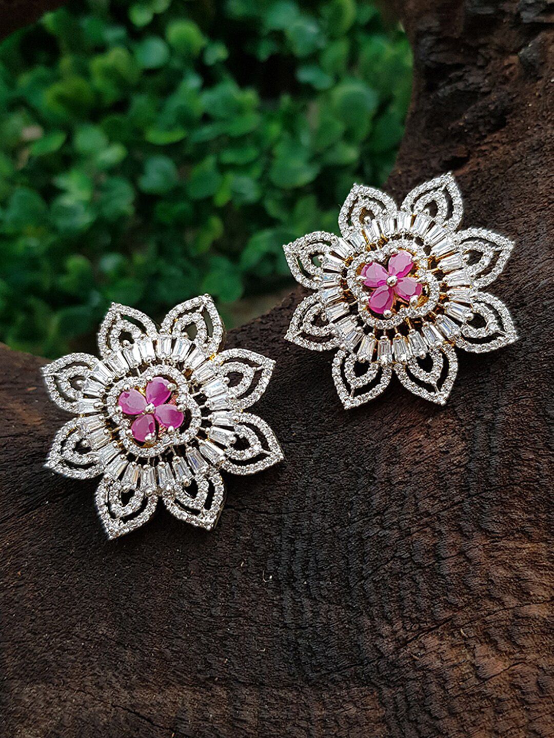 GRIIHAM White & Red Contemporary Studs Earrings Price in India