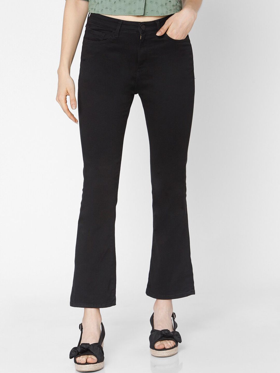 SPYKAR Women Black Elissa Flared High-Rise Jeans Price in India