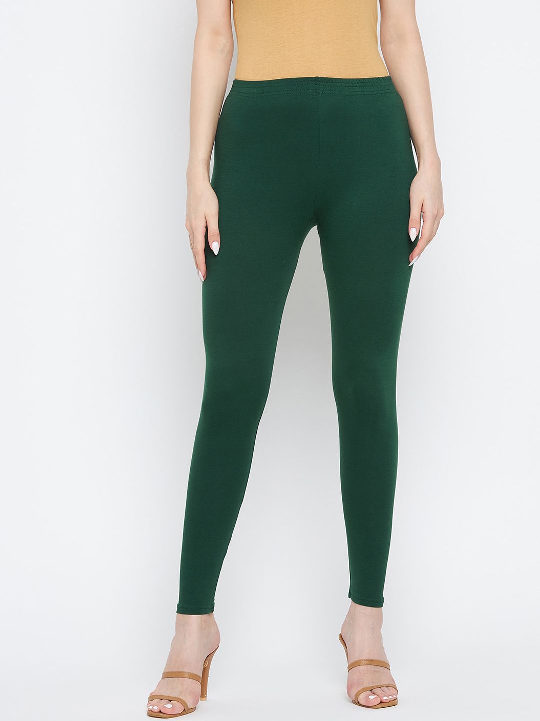 Clora Creation Women Green Solid Ankle Length Leggings Price in India