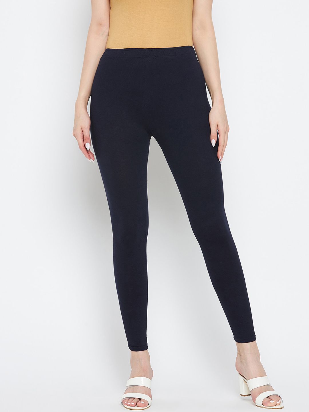 Clora Creation Women Navy Blue Solid Ankle Length Leggings Price in India