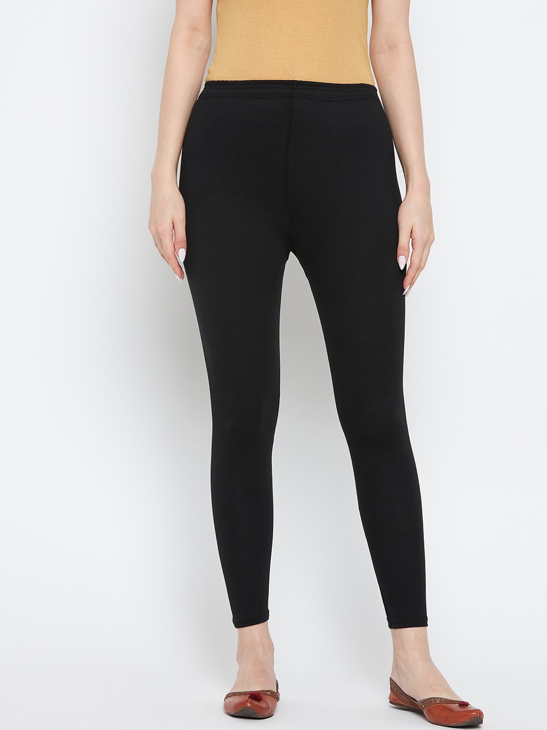 Clora Creation Women Black Solid Ankle Length Leggings Price in India
