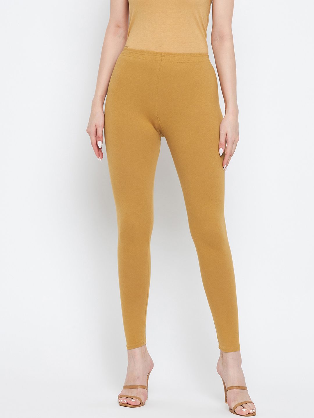 Clora Creation Women Beige Solid Ankle Length Leggings Price in India