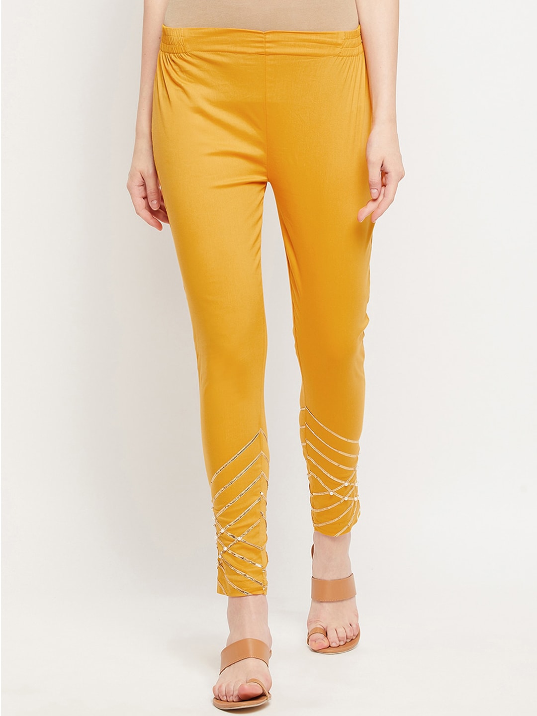 Clora Creation Women Mustard Yellow Smart Trousers Price in India