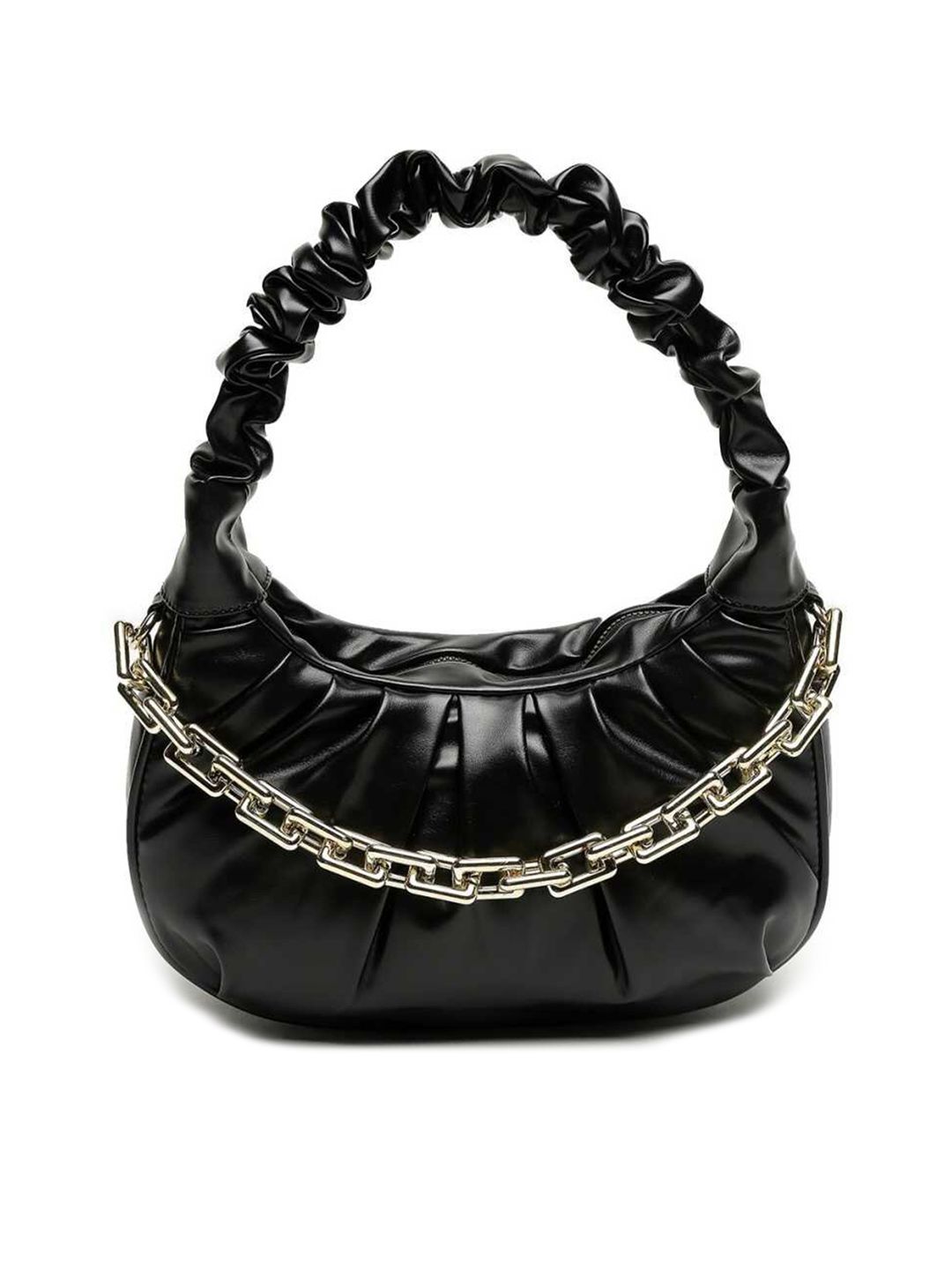 Lychee bags Black PU Structured Handheld Bag Price in India