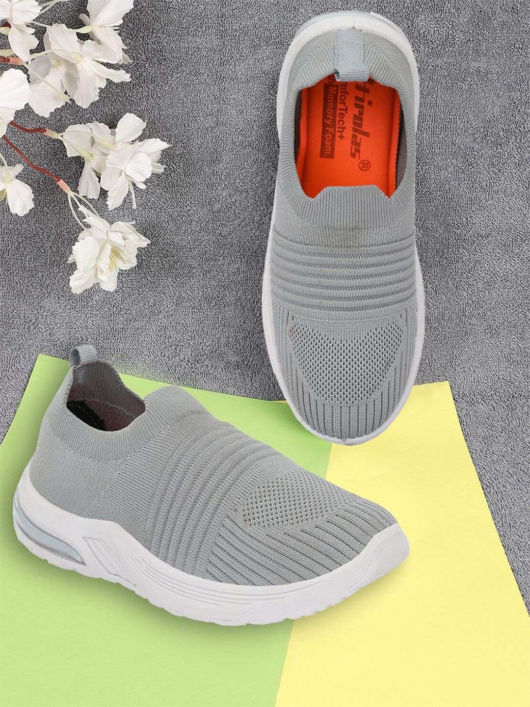 HIROLAS Women Grey Mesh Running Shoes Price in India