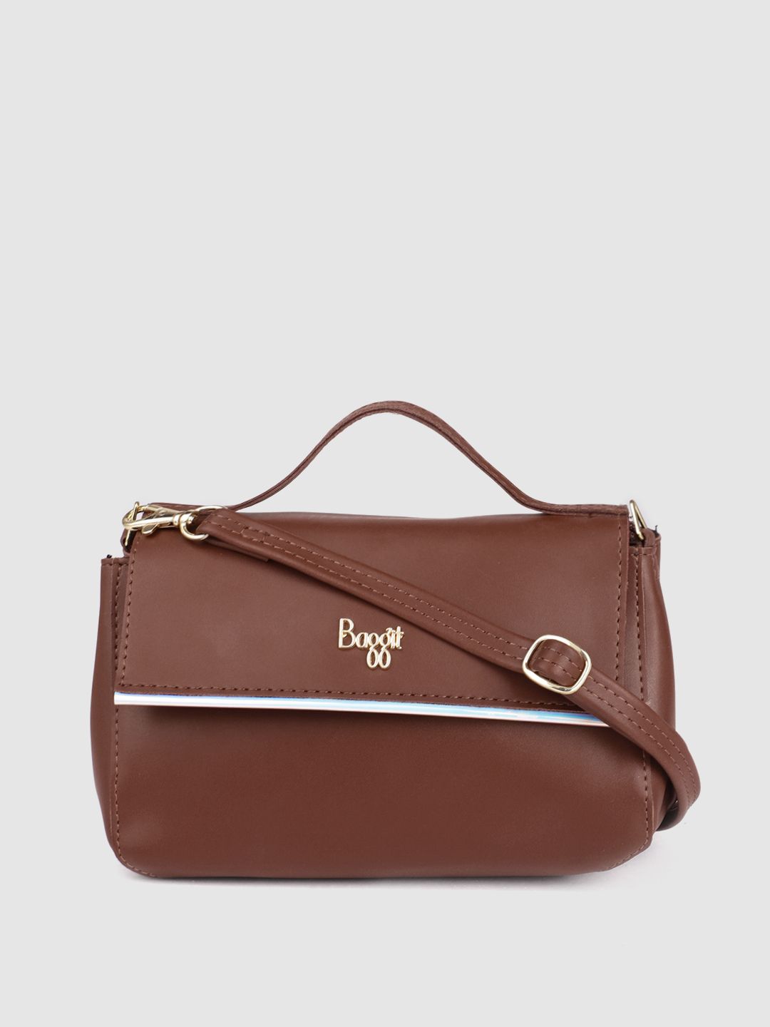 Baggit Brown Solid Structured Satchel Price in India