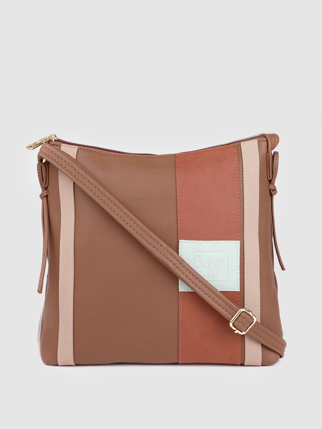 Baggit Brown Solid Structured Sling Bag Price in India