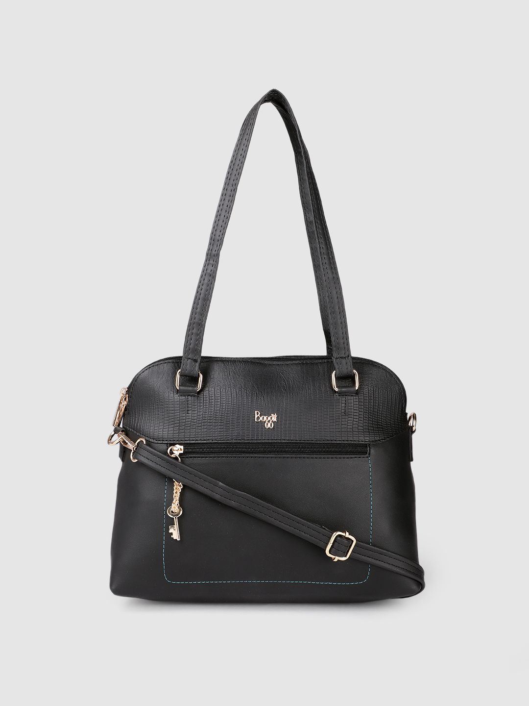 Baggit Black Solid Structured Shoulder Bag Price in India