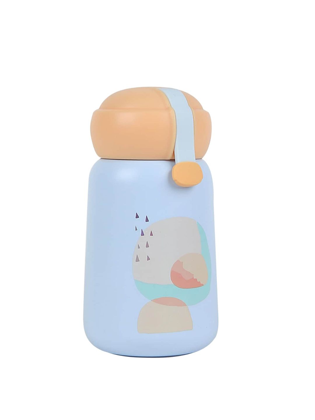 iSWEVEN Grey & Blue Printed Double Wall Vacuum Insulated Water Bottle 350 ml Price in India
