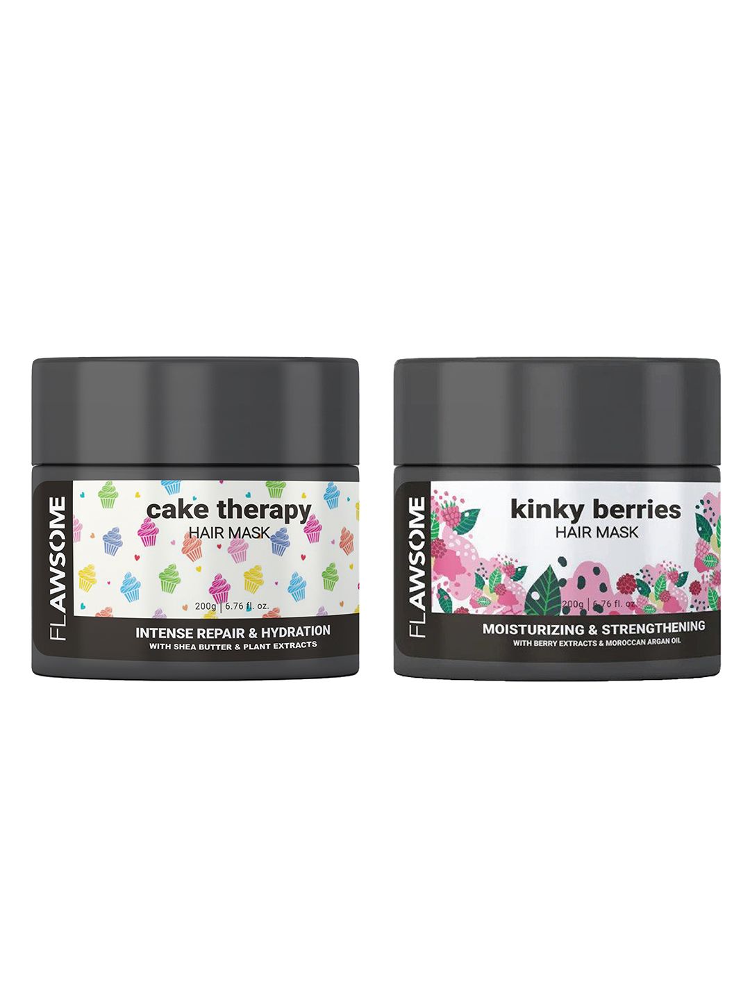 Flawsome Set of Cake Therapy & Kinky Berries Hair Masks - 200 g Each Price in India