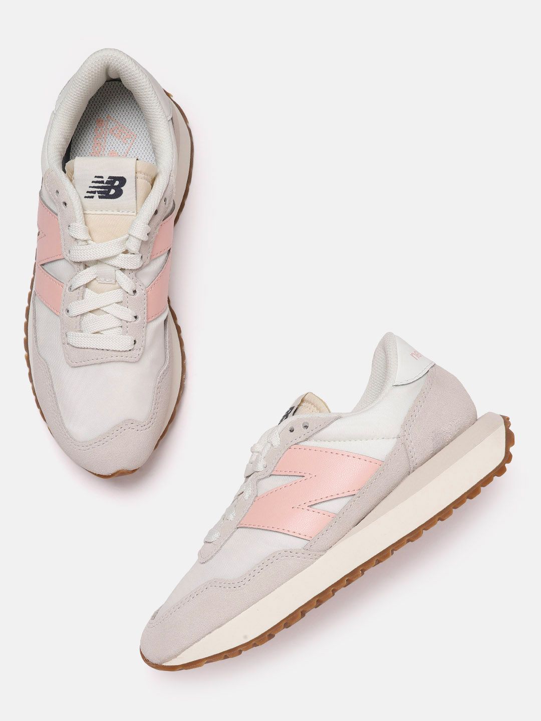New Balance Women Off White Solid Suede Sneakers Price in India