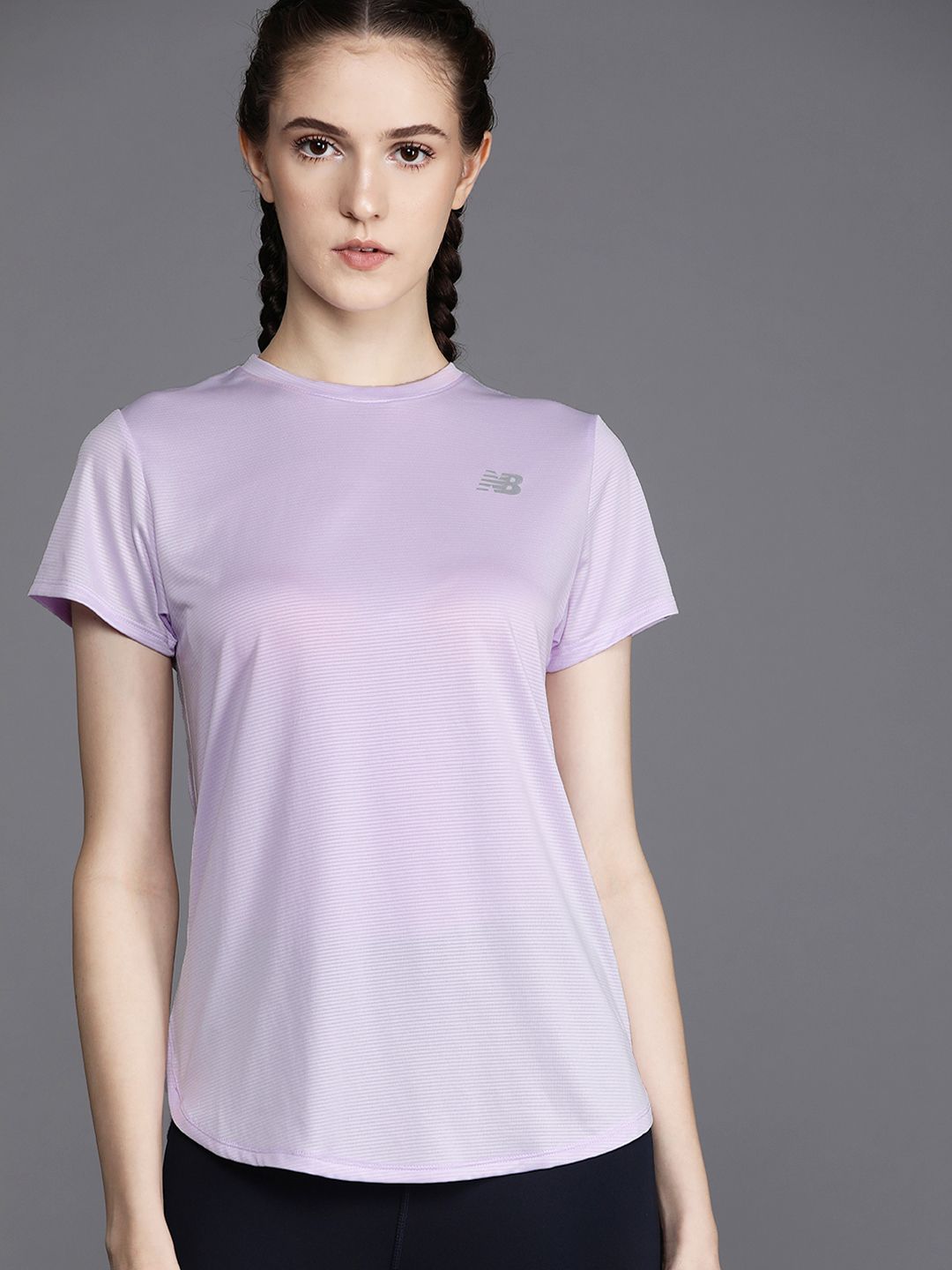 New Balance Women Lavender Solid T-shirt Price in India