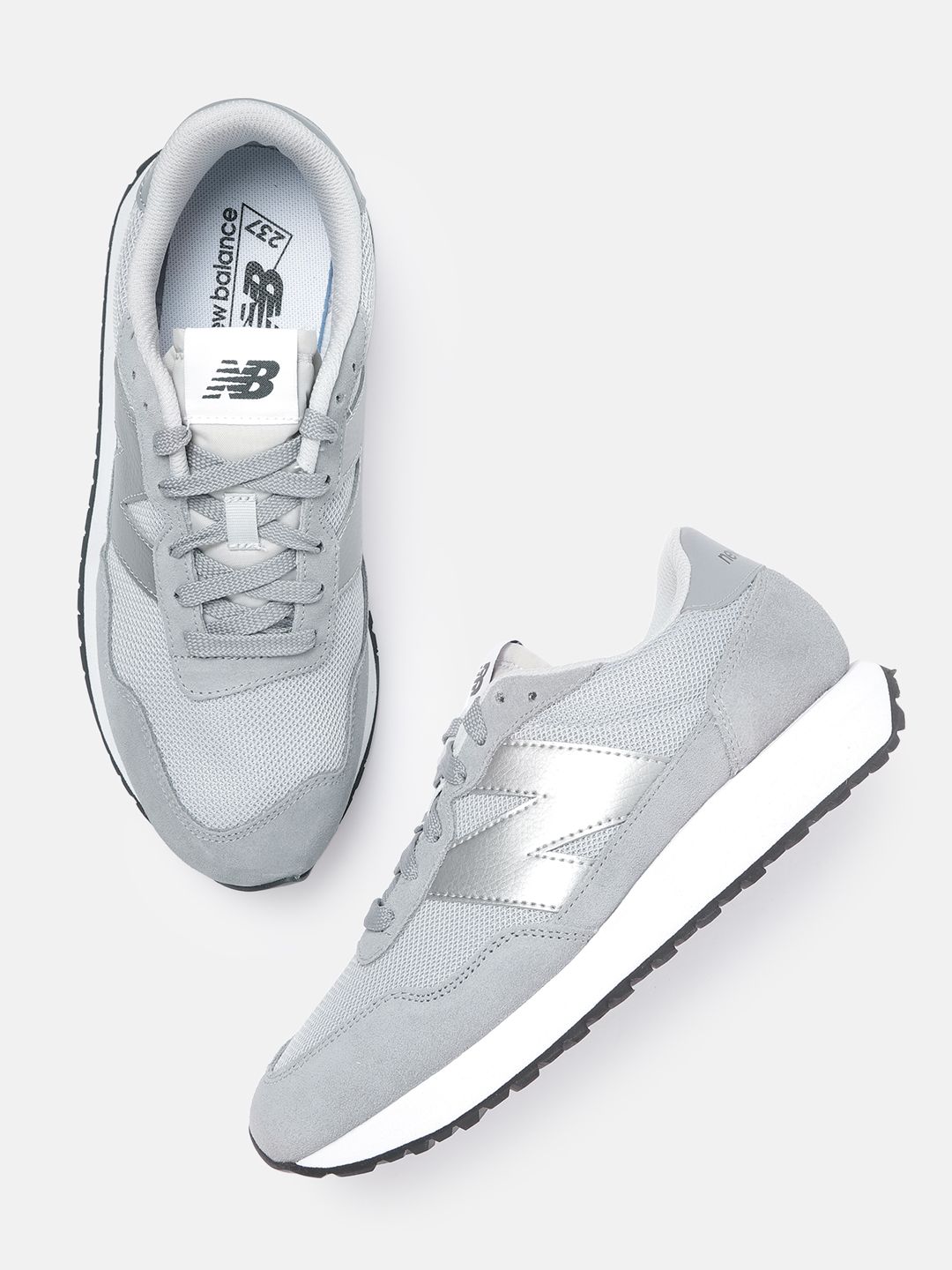 New Balance Women Grey Woven Design Suede Sneakers Price in India