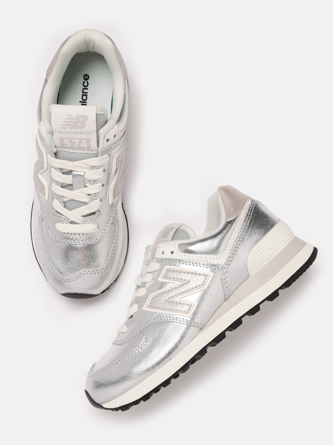 New Balance Women Silver-Toned Solid Suede Sneakers Price in India