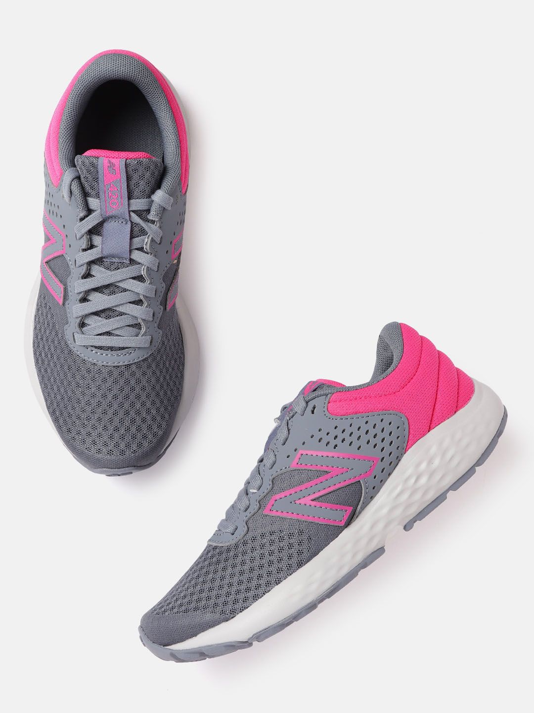 New Balance Women Grey & Pink Woven Design Perforate dRunning Shoes Price in India