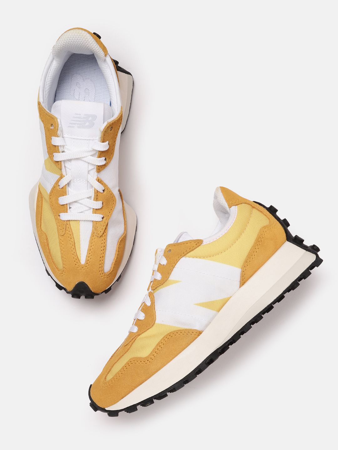 New Balance Women Mustard Yellow & Off-White Colourblocked Driver Sneakers Price in India