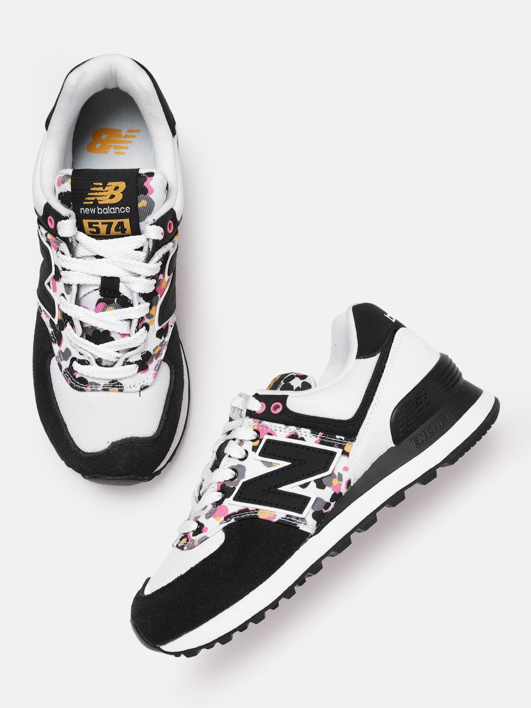 New Balance Women White & Black Colourblocked Suede Sneakers Price in India