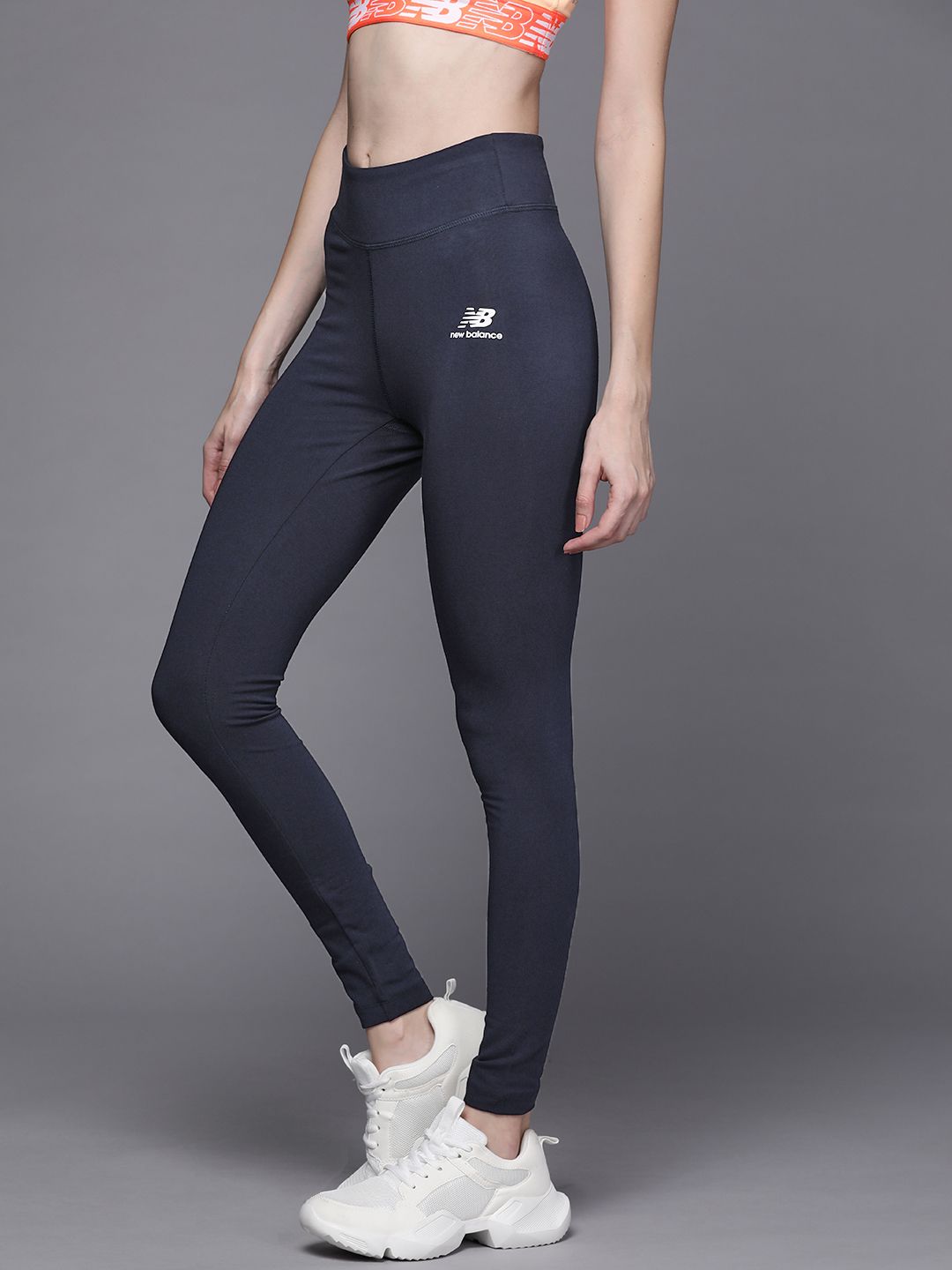New Balance Women Navy Blue Solid Sports Tights Price in India