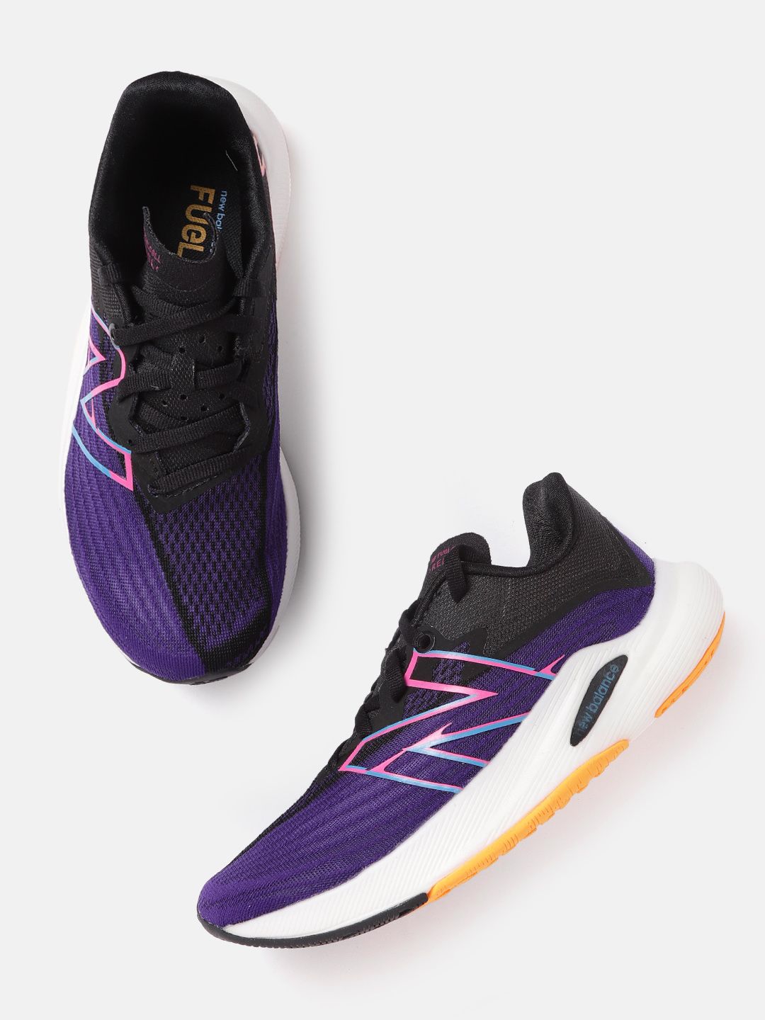 New Balance Women Black & Purple Woven Design Rebel Running Shoes Price in India