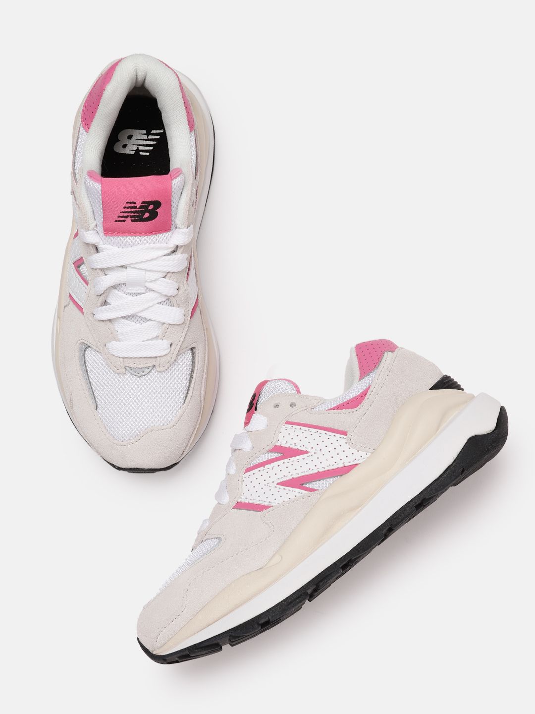 New Balance Women White Woven Design Suede Sneakers Price in India