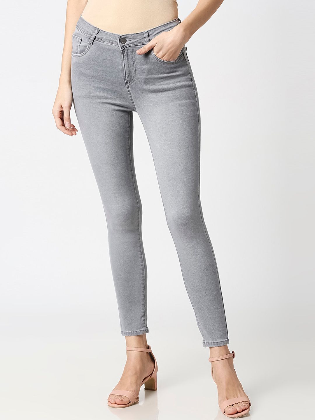 Kraus Jeans Women Grey Skinny Fit Jeans Price in India