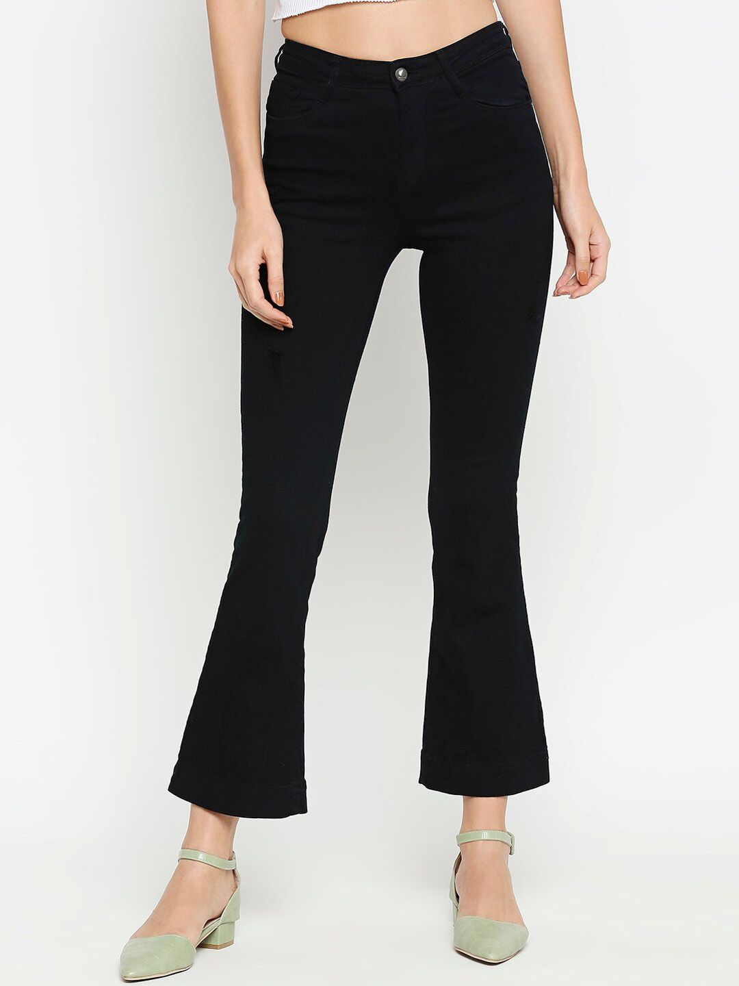 Kraus Jeans Women Black Flared High-Rise Jeans Price in India