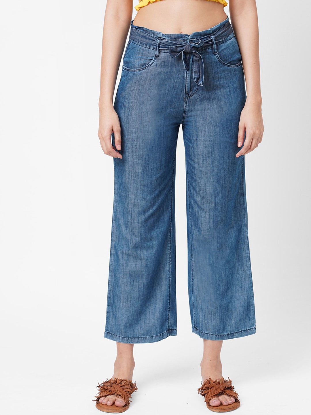 Kraus Jeans Women Blue Wide Leg High-Rise Jeans Price in India