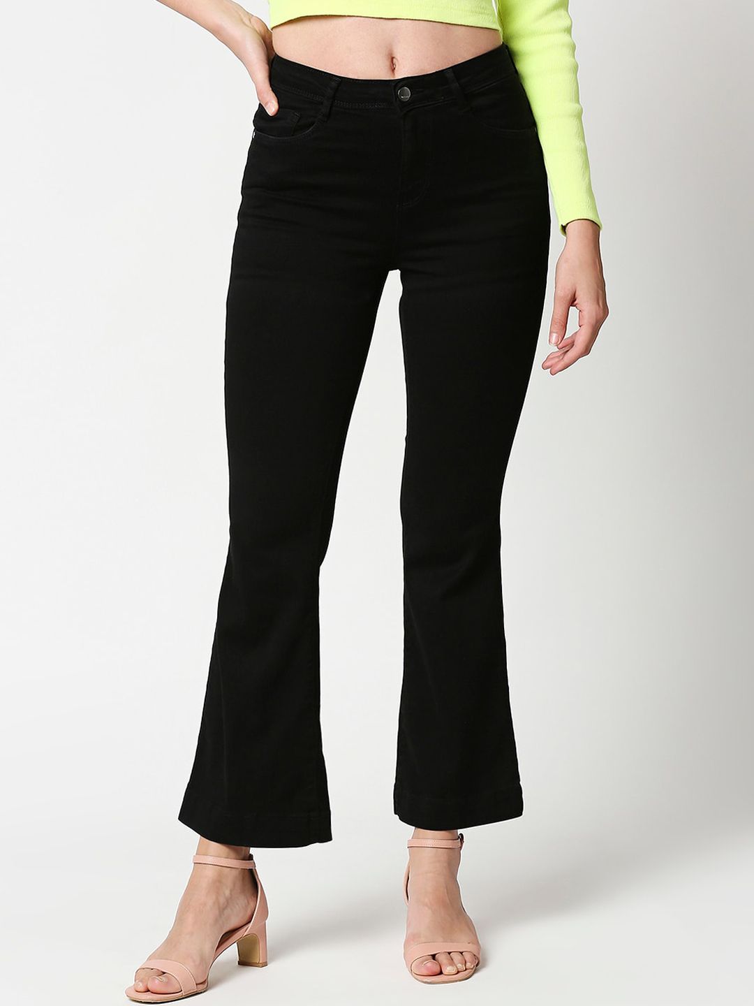 Kraus Jeans Black Flared High-Rise Jeans Price in India