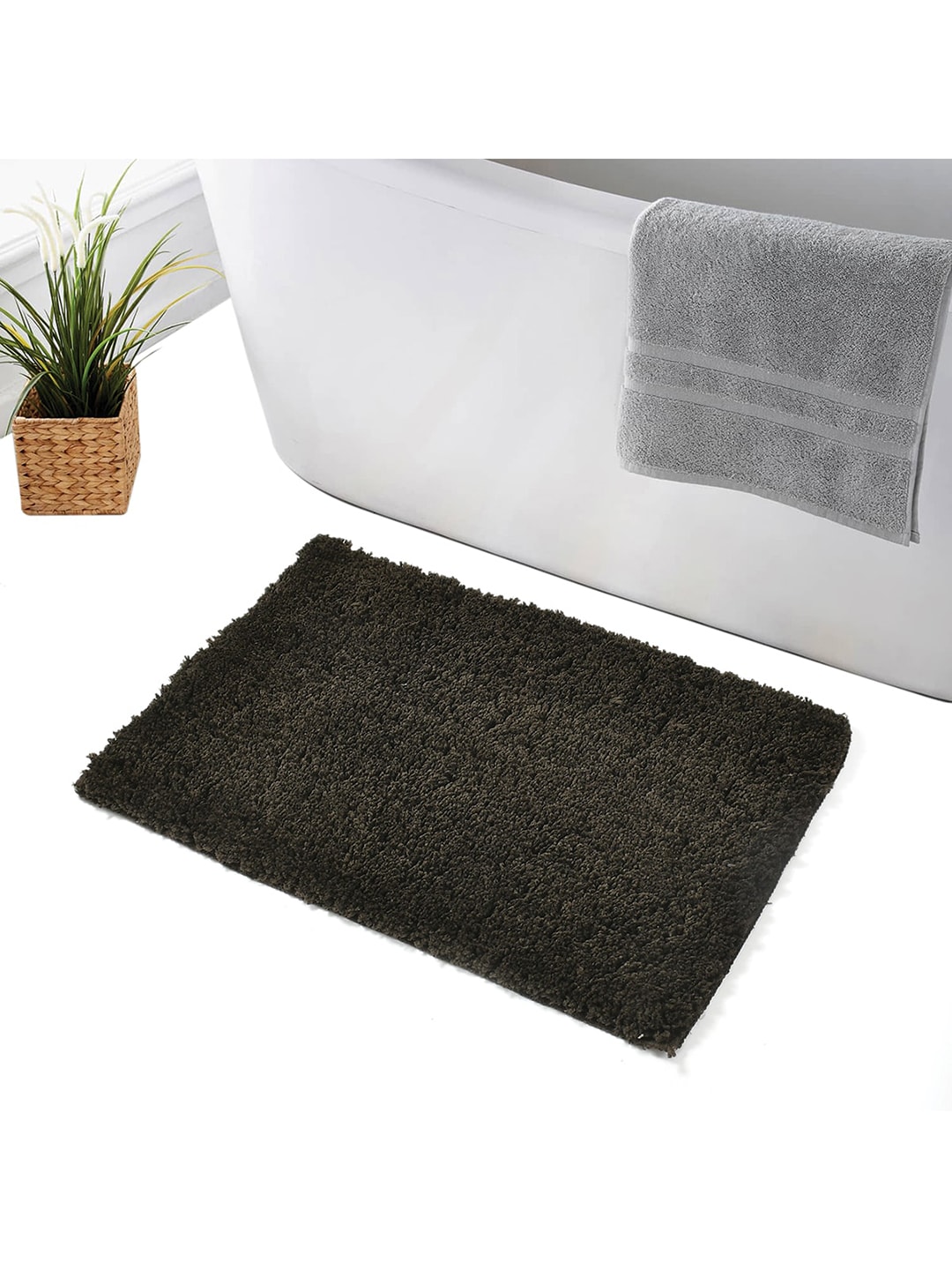 Hammer Home Set of 2 Beige & Coffee Brown Solid Rectangular Bath Rug Price in India