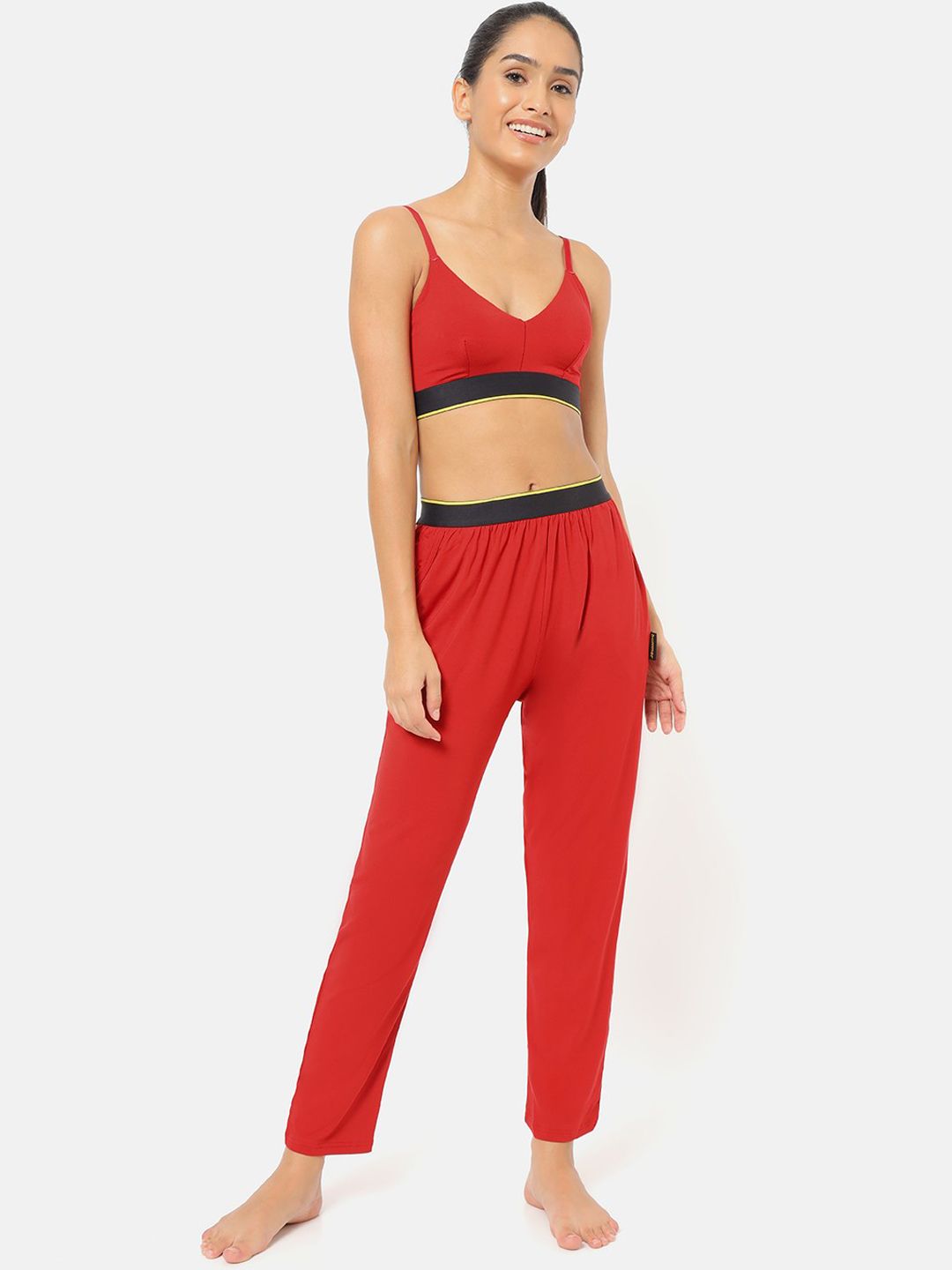 bummer Women Red Solid Micro Modal Ski Patrol Lounge Pants Price in India