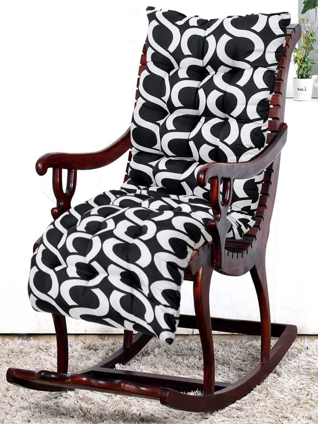 Kuber Industries Set of 2 Geometric Printed Back & Seat Cushion Pads With Ties Price in India