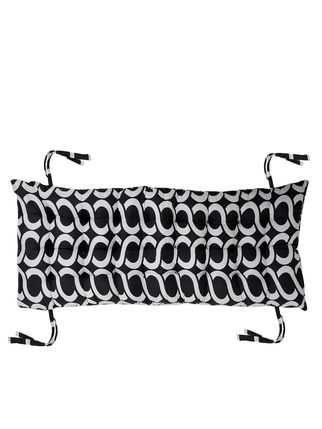 Kuber Industries Black Abstract Printed Fibre Back & Sea Chair Cushion Price in India