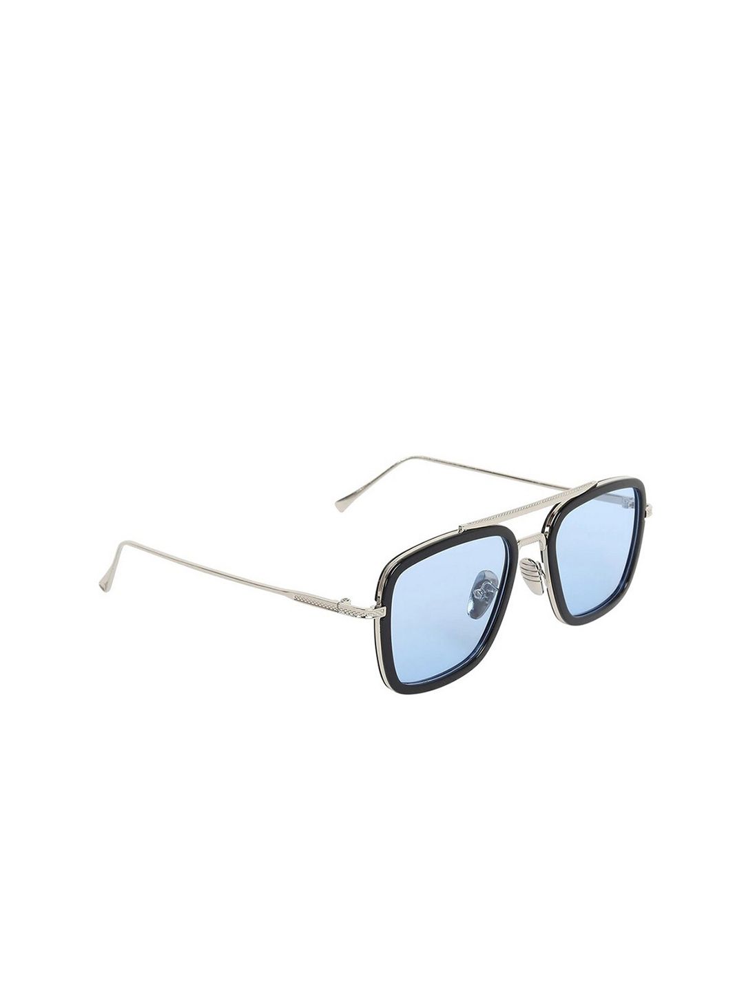 Creature Unisex Blue Lens & Silver-Toned Square Sunglasses with UV Protected Lens TS-003