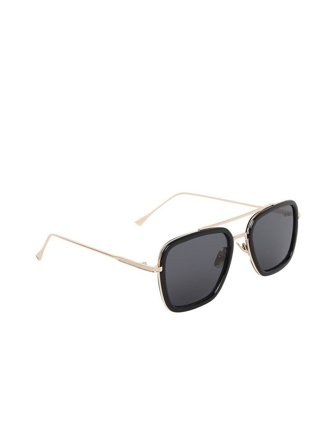 Creature Unisex Black Lens & Gold-Toned Square Sunglasses with UV Protected Lens Price in India