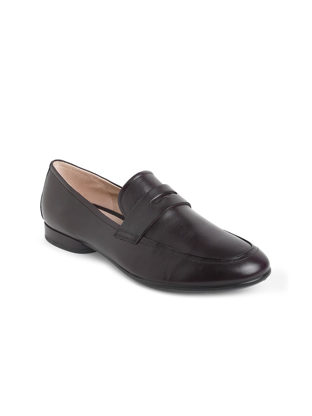 ECCO Women Brown Solid Contemporary Leather Penny Loafers Price in India