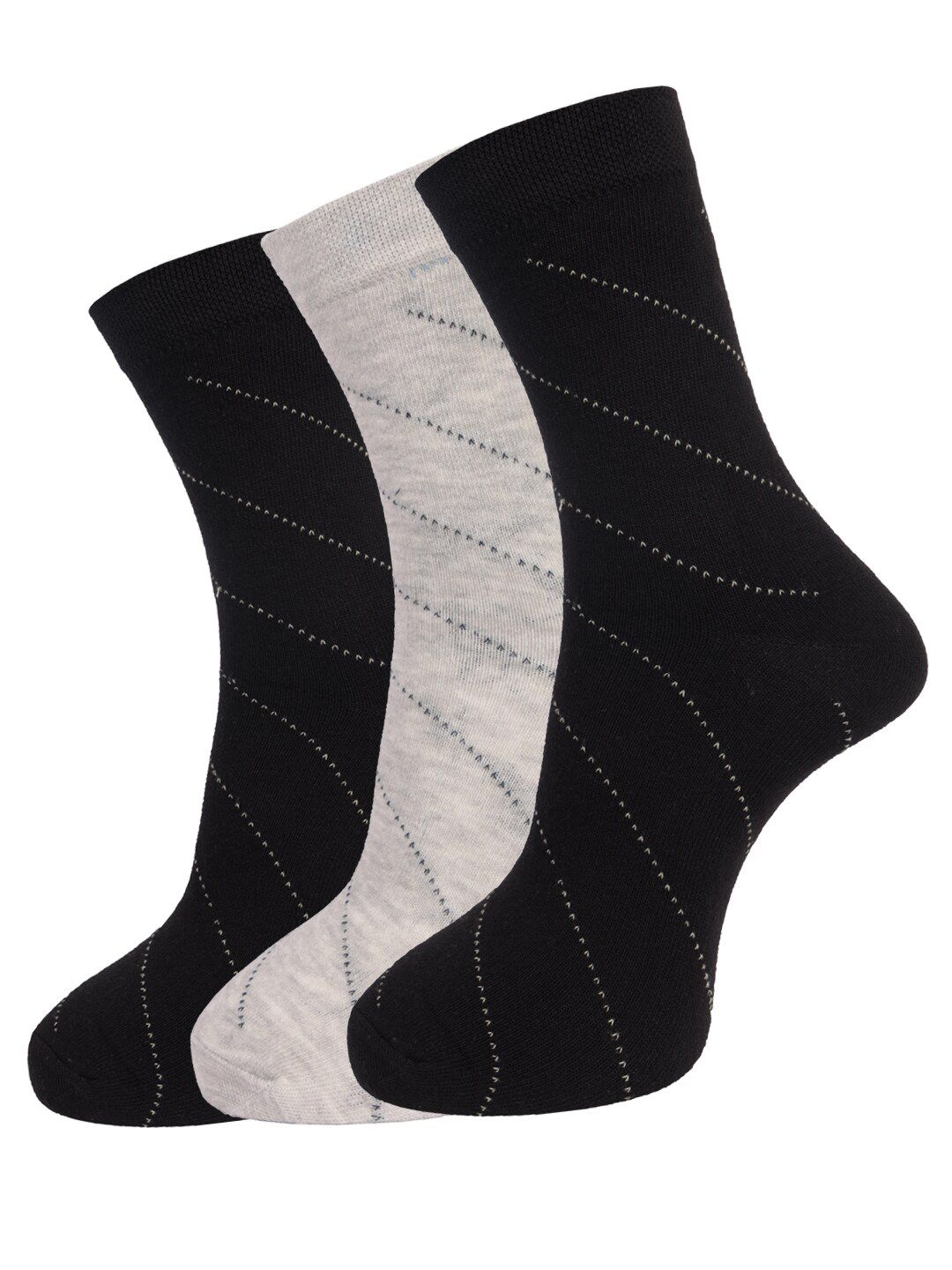 Dollar Socks Men Black & Grey Full Length Socks Pack of 3 Black