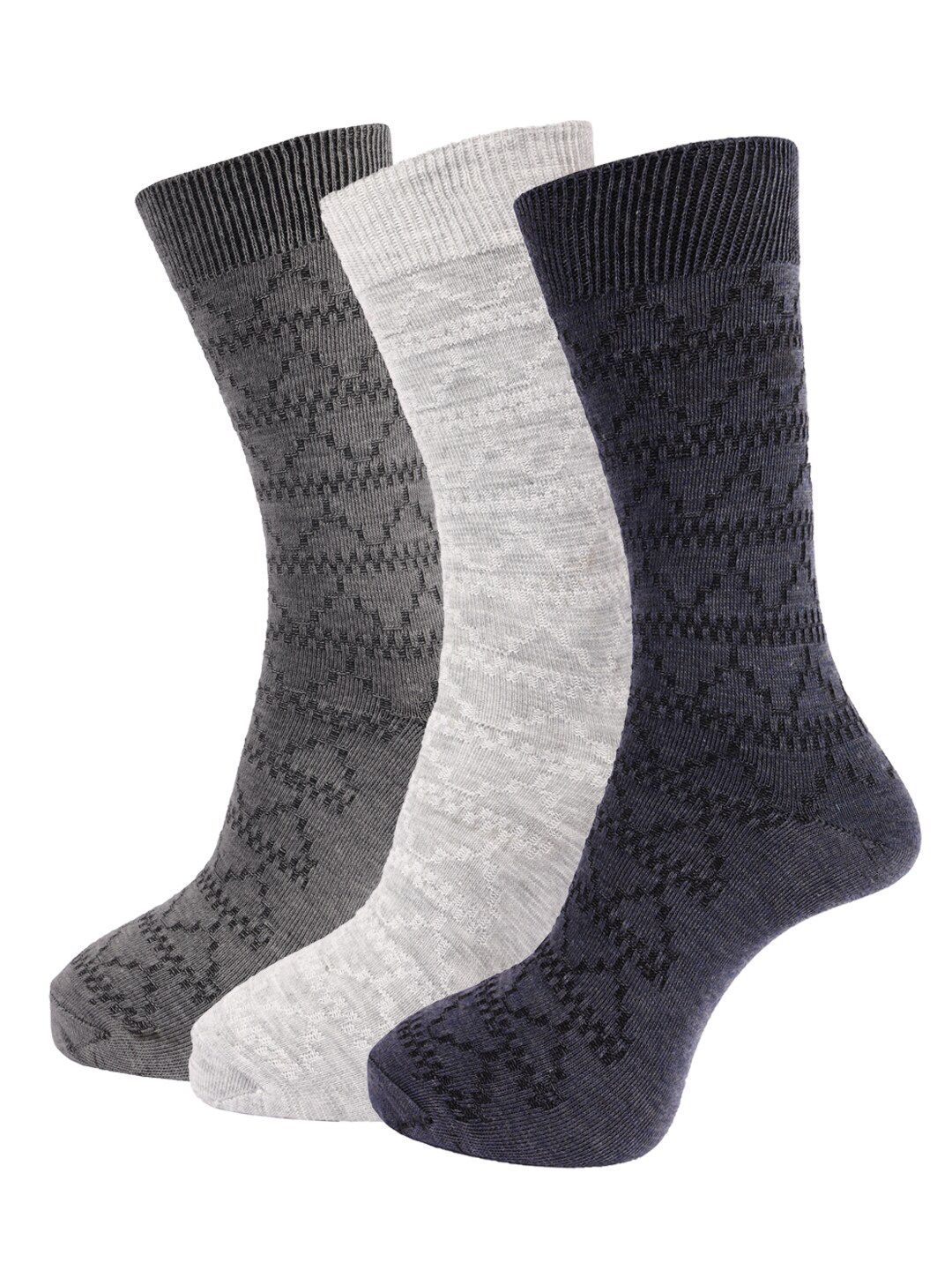 Dollar Socks Pack of 3 Assorted Patterned Cotton Above Ankle Length Socks