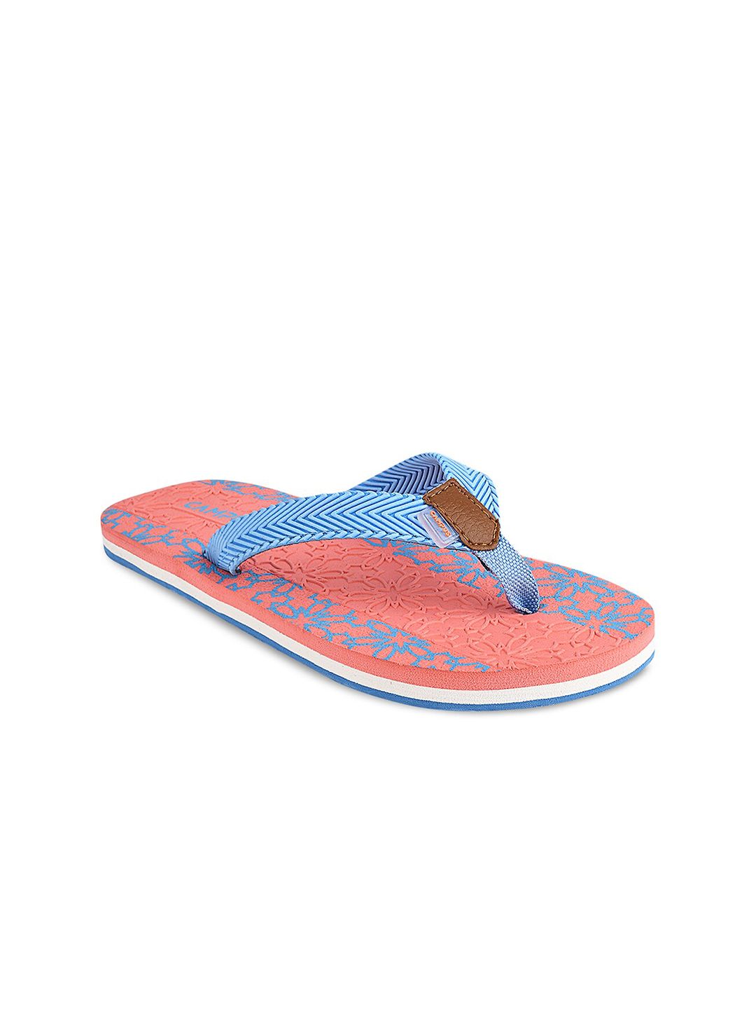 Campus Women Peach-Coloured & Blue Thong Flip-Flops Price in India