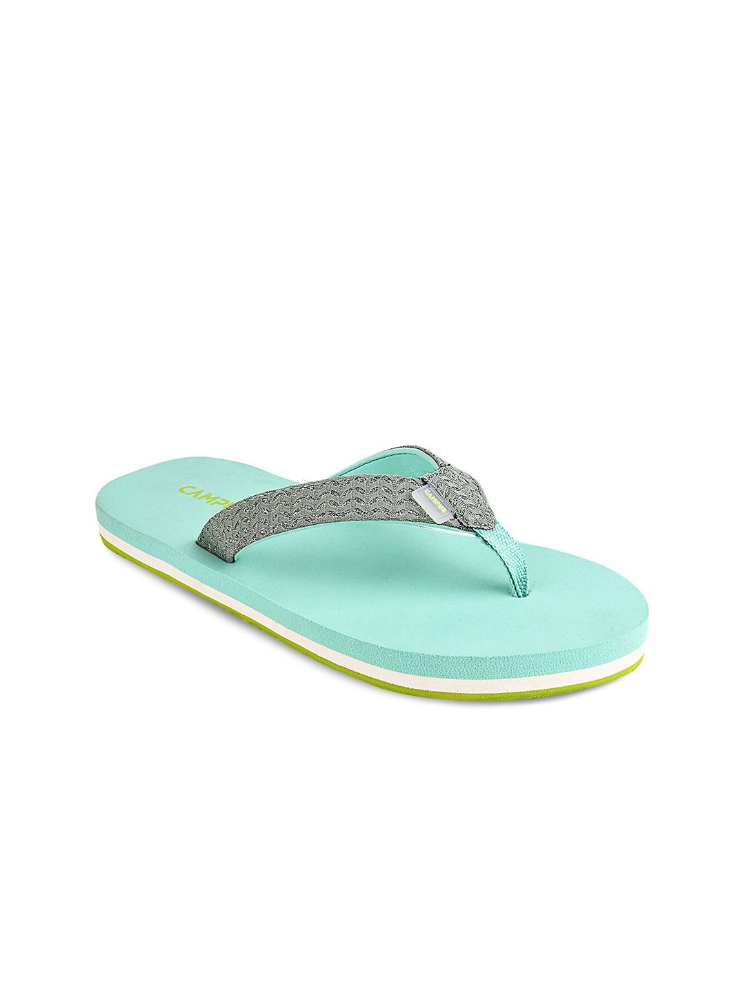 Campus Women Green & White Thong Flip-Flops Price in India