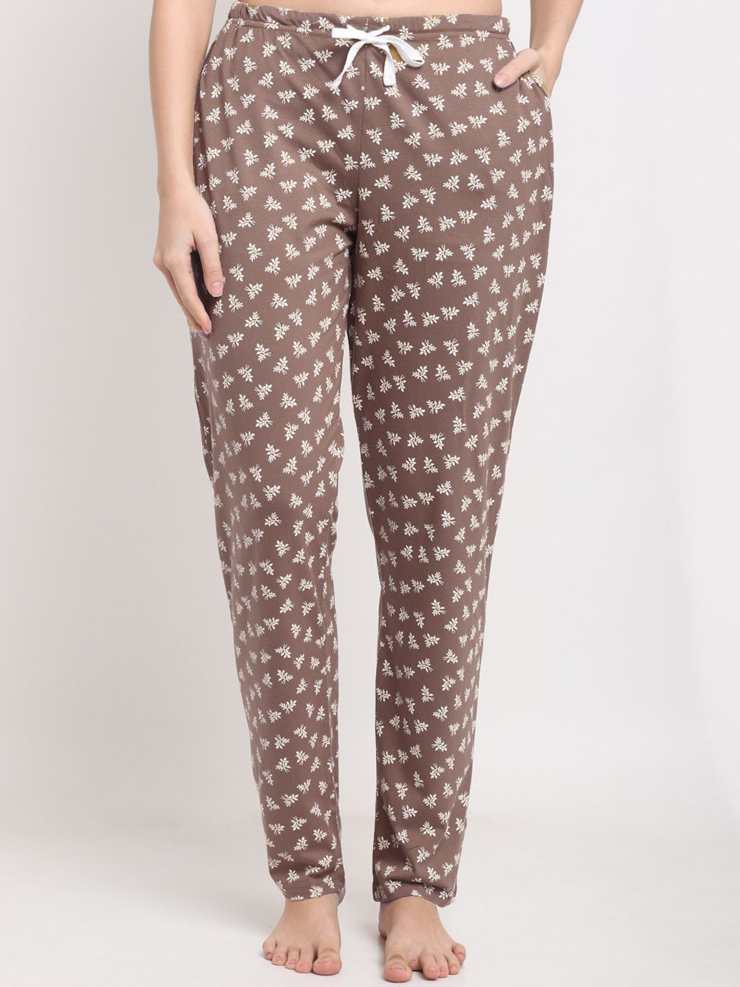 Kanvin Women Grey Printed Cotton Lounge Pant Price in India