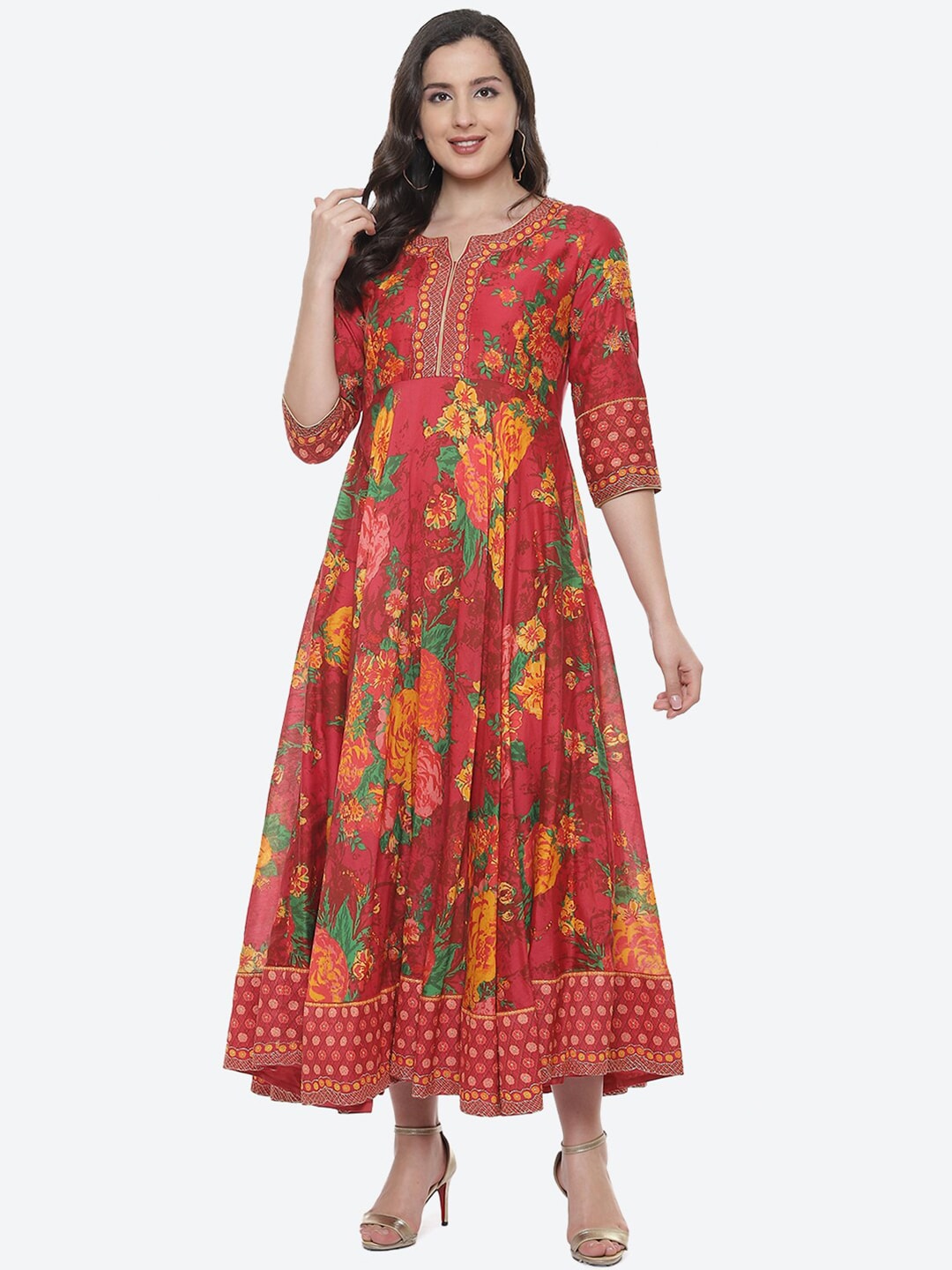 Biba Red Floral Maxi Dress Price in India