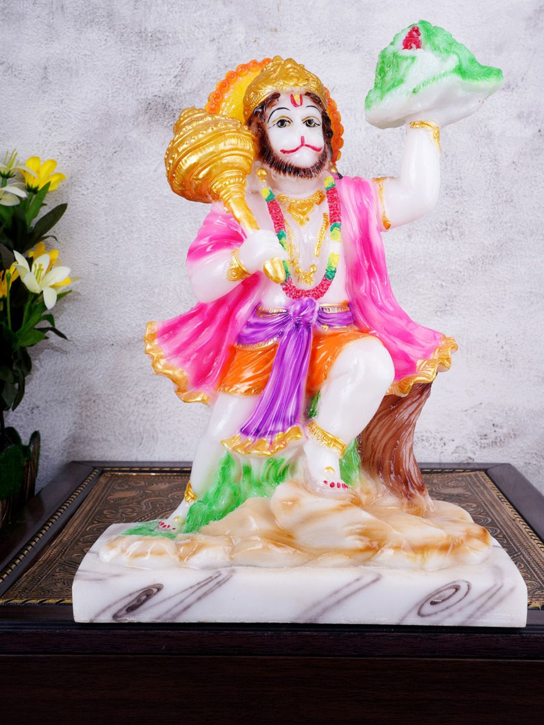 FASHIYANOO Multicolour Hanuman Ji With Sanjivni Booti Parvat Shaped Showpieces Price in India