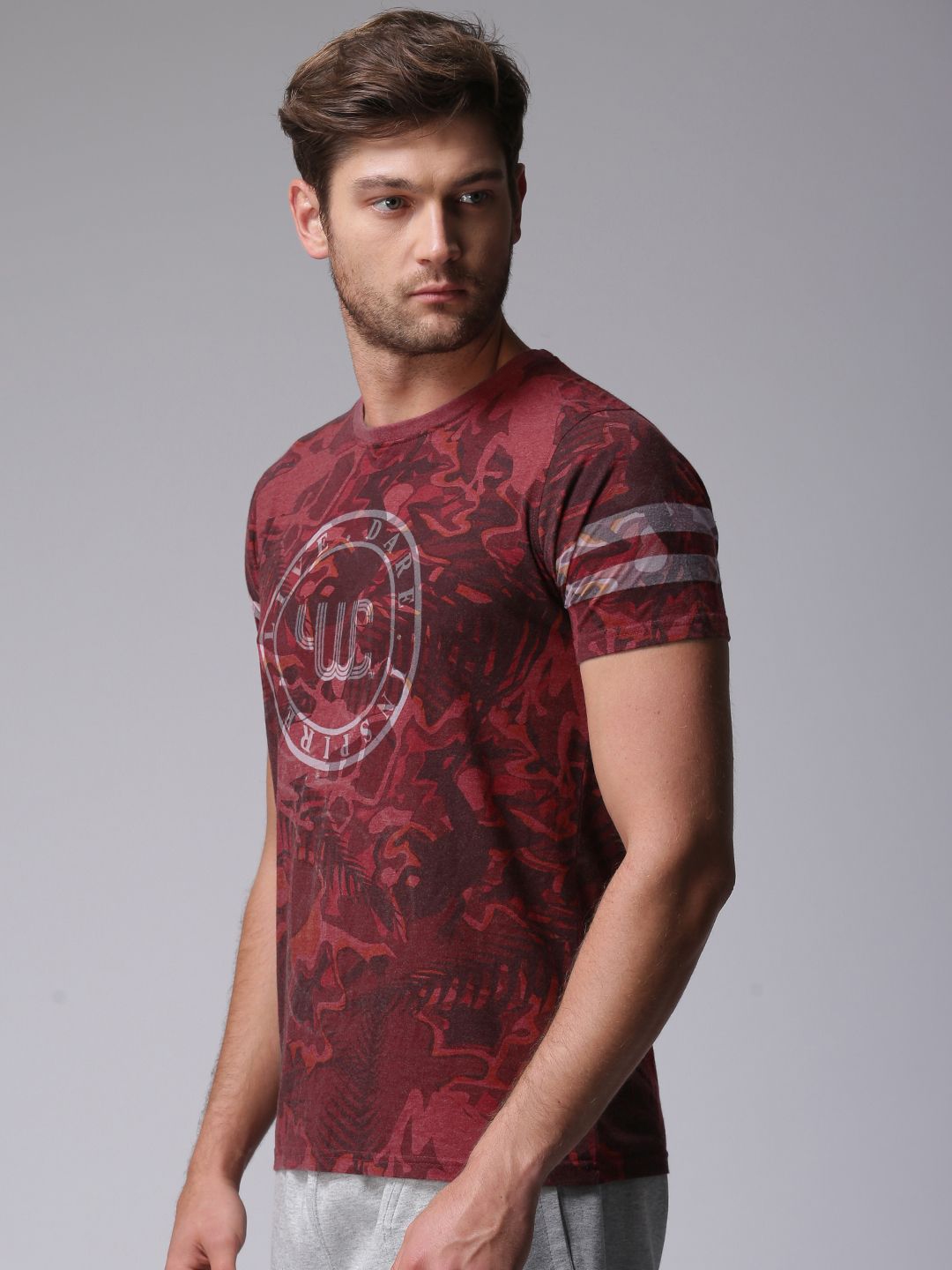 Buy YWC Men Red Printed Round Neck T-shirt - Tshirts for Men