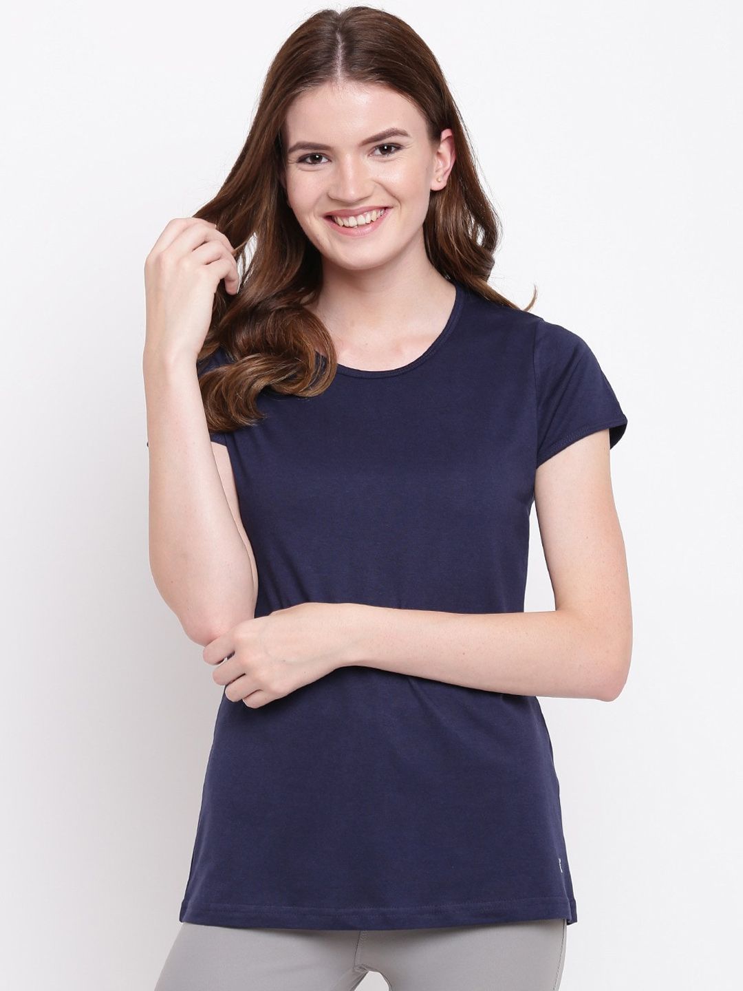 Kanvin Women Navy Blue Solid Lounge T-shirt Price in India