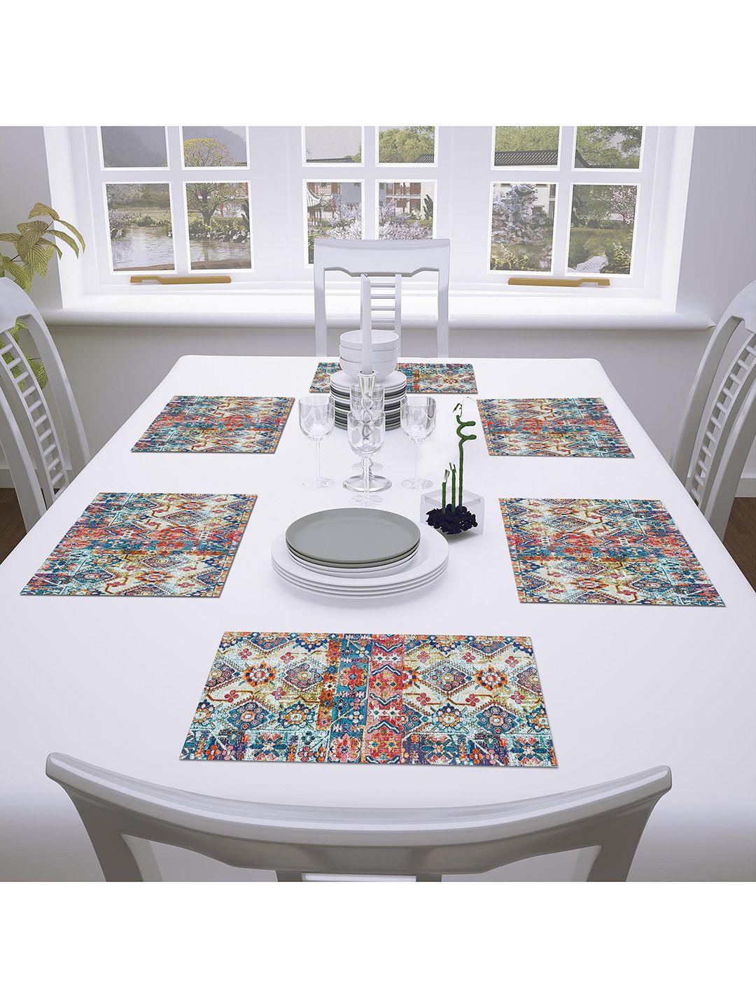 AEROHAVEN Set of 6 Multi-Colored Abstract Dining Table Placemats Price in India