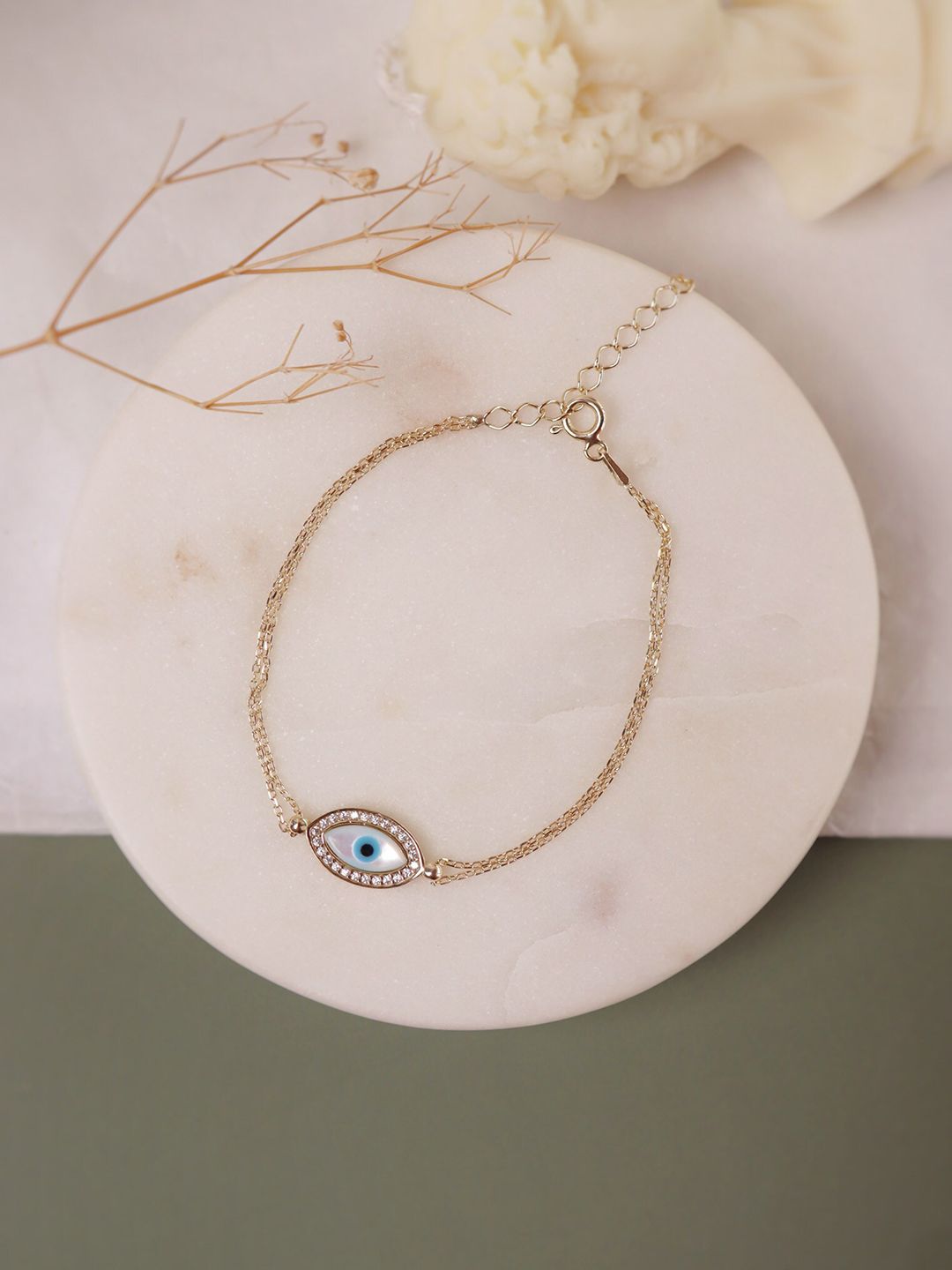 CURIO COTTAGE Women Gold-Plated Evil Eye Silver Bracelet Price in India